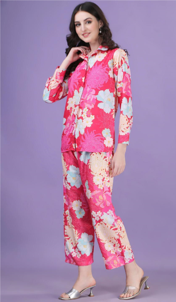 Pink Floral 100% cottonrayon Co-ord set