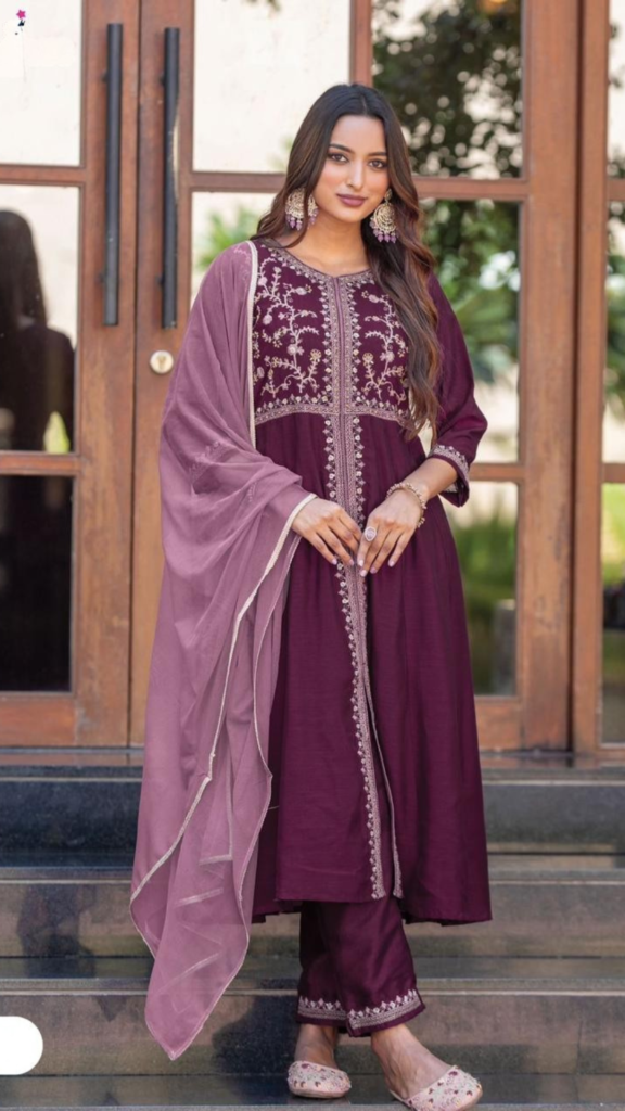Salwar Suit set with flare in the top