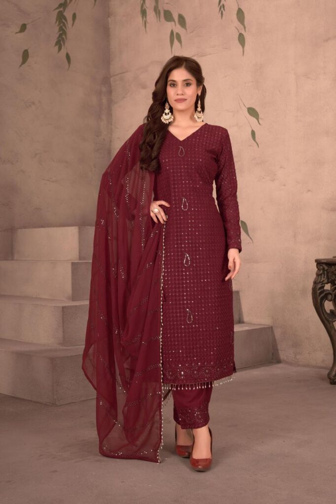 Perfect Maroon Salwar Kameez set