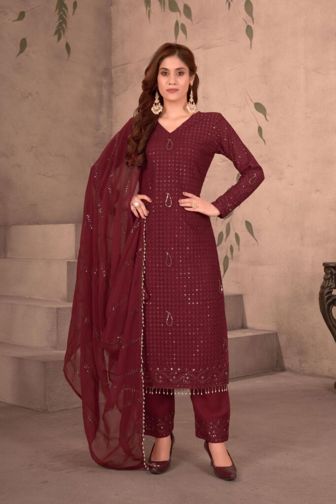 Perfect Maroon Salwar Kameez set