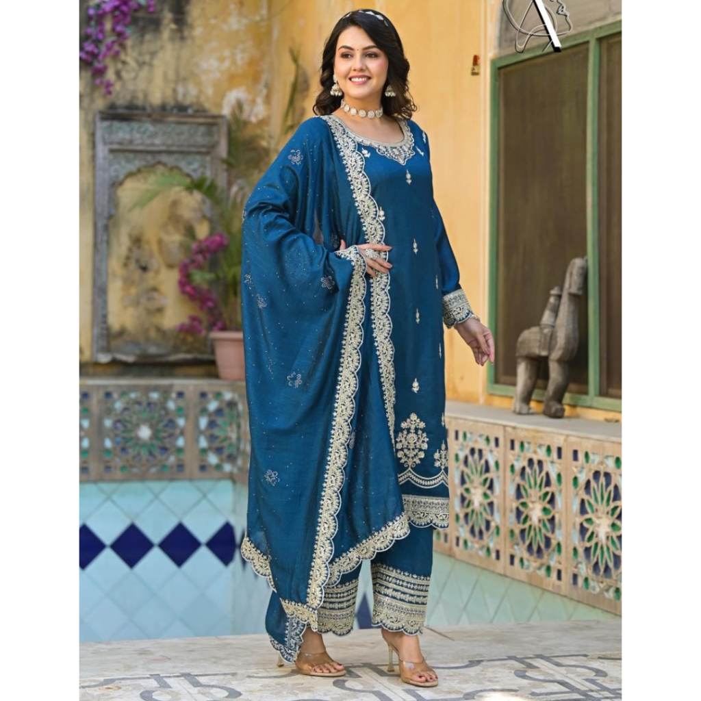 Afsana Blue Embroidered Salwar Suit