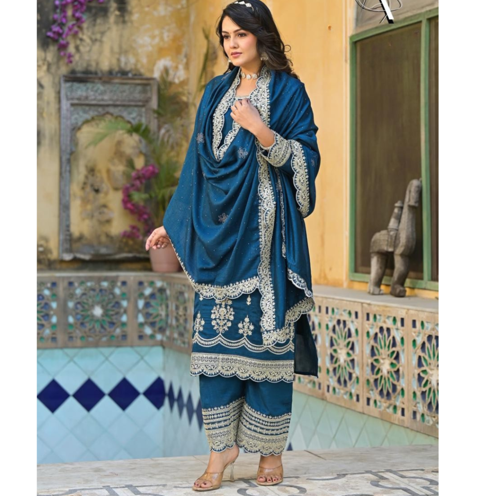 Afsana Blue Embroidered Salwar Suit