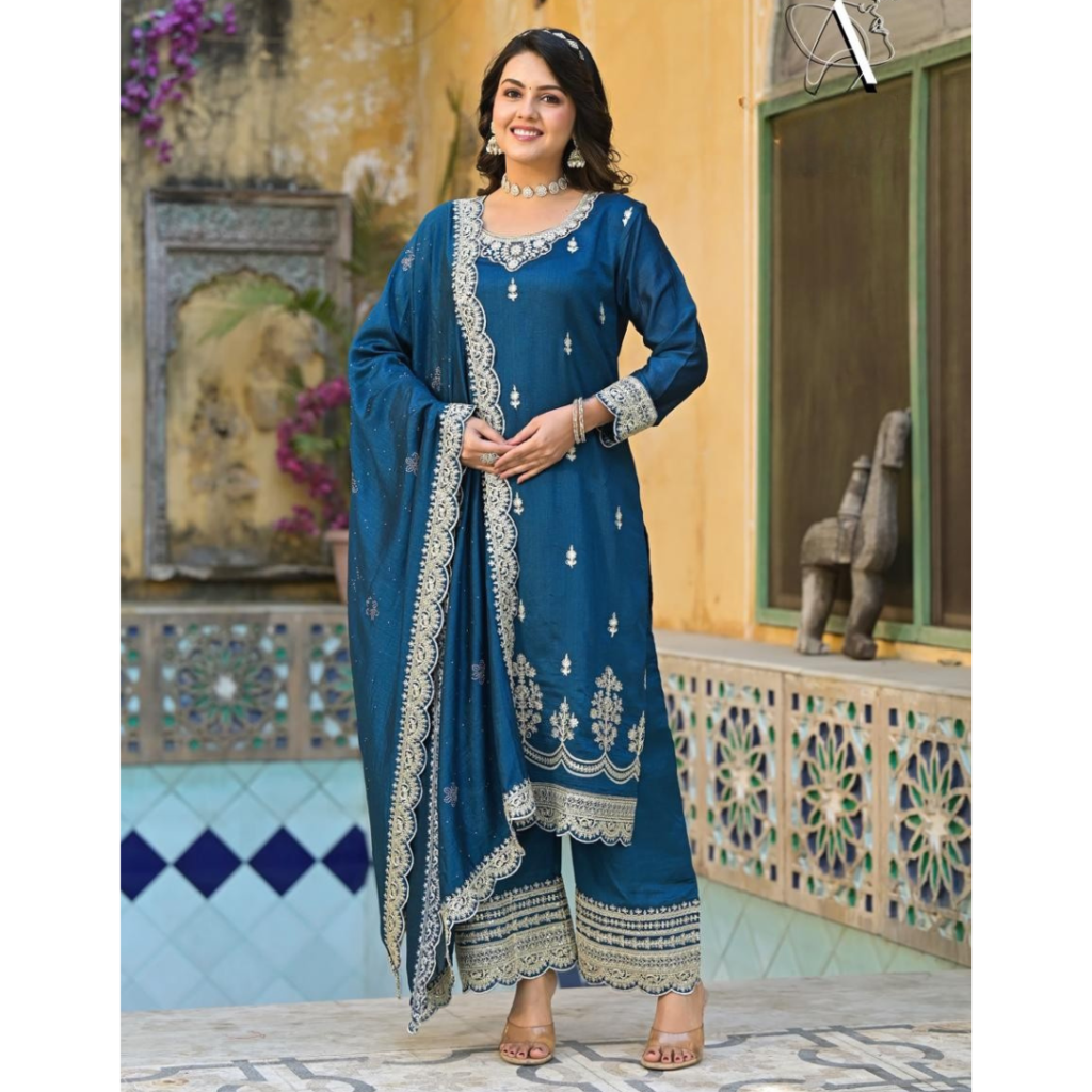 Afsana Blue Embroidered Salwar Suit