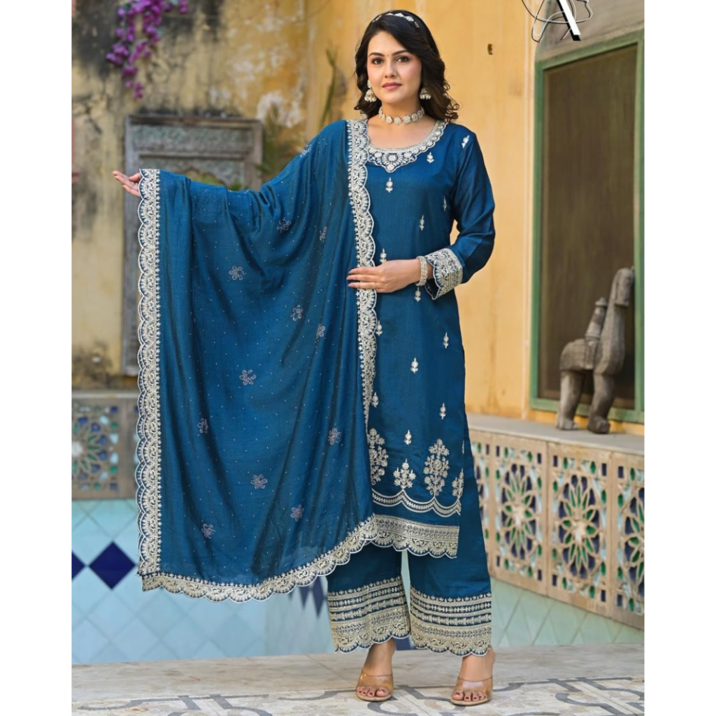 Afsana Blue Embroidered Salwar Suit