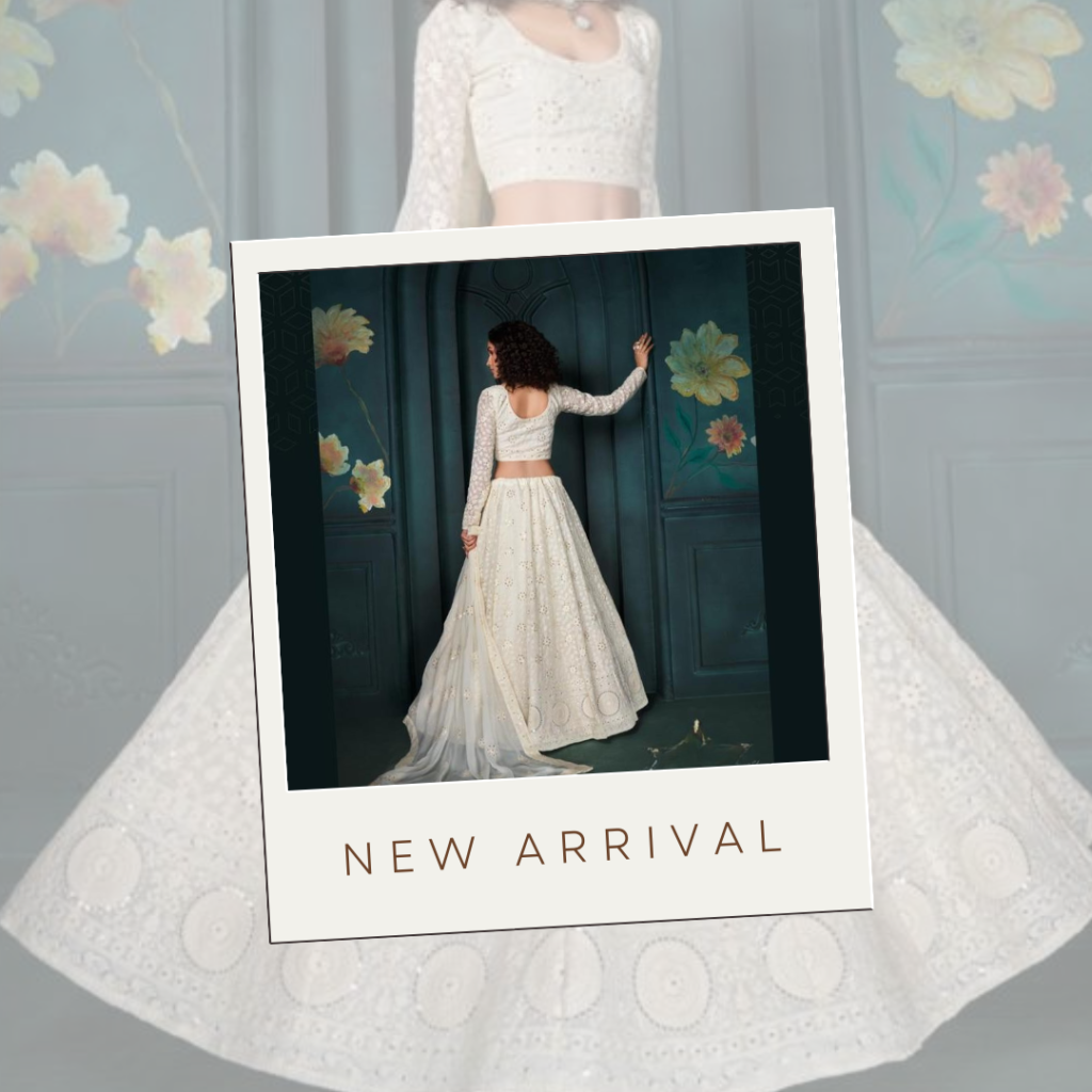 Ivory White Lakhnavi work Lehenga