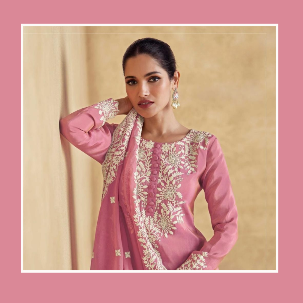 Simar Silk Pink Sharara Set
