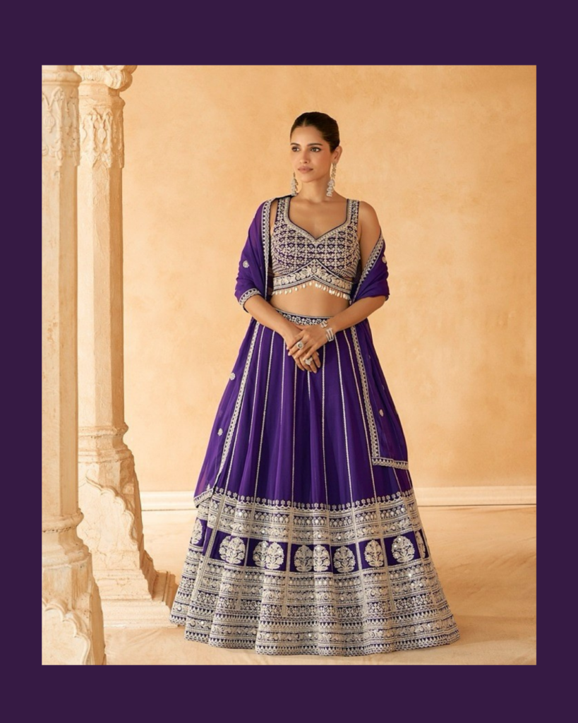 Regal Purple Lehenga with heavy work on blouse