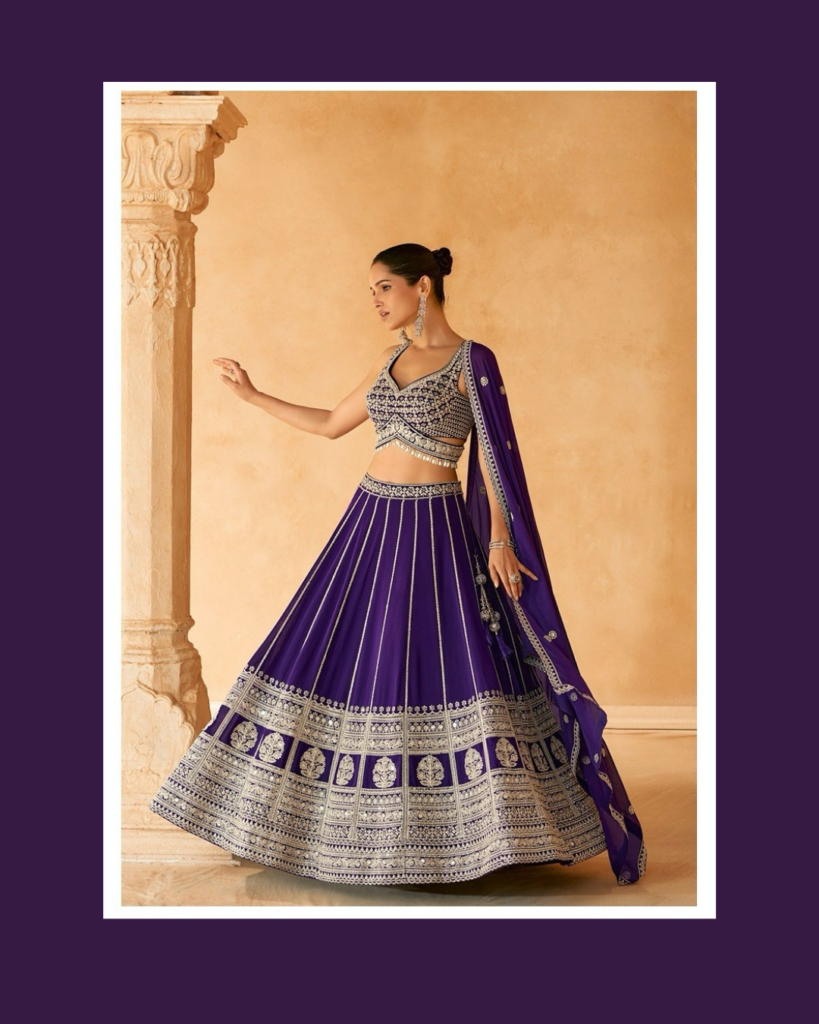 Regal Purple Lehenga with heavy work on blouse