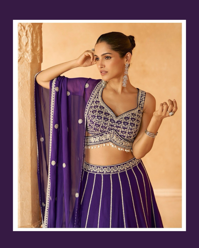 Regal Purple Lehenga with heavy work on blouse