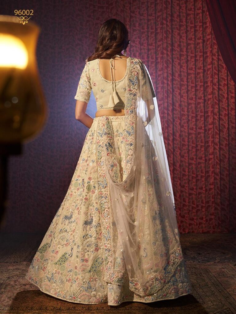 Off White Beautiful Thread and Sequins Work Lehenga Set