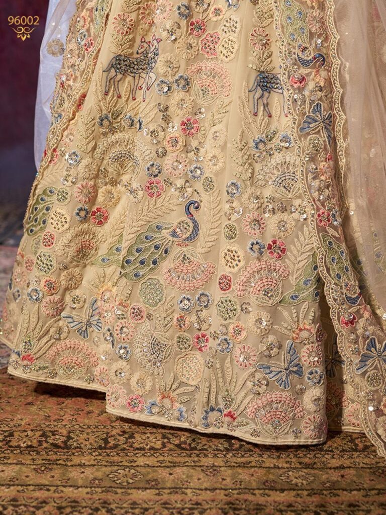 Off White Beautiful Thread and Sequins Work Lehenga Set