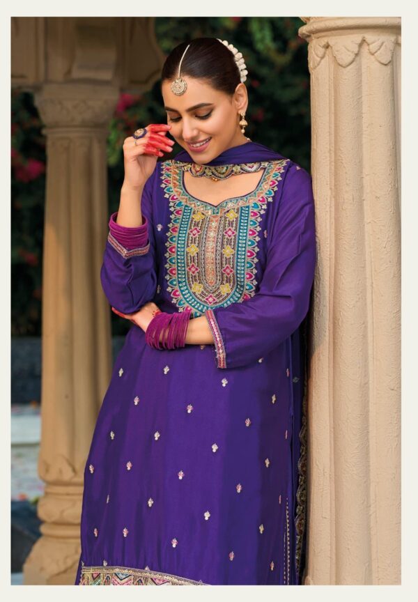 Purple Heavy Embroidered Palazzo Set