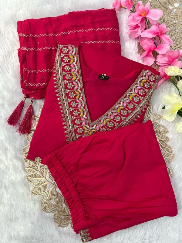 Red Kurta Pant Dupatta Set
