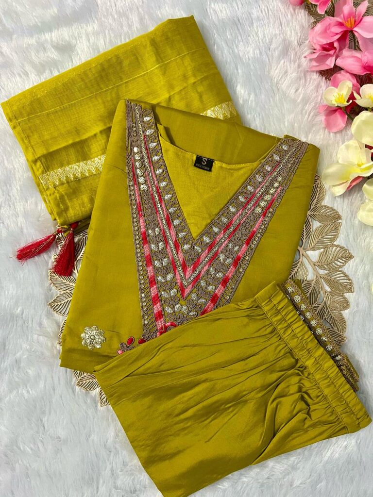 Green Kurta Pant Dupatta Set