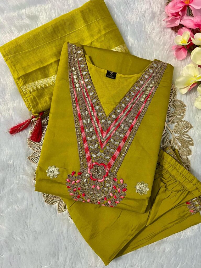 Green Kurta Pant Dupatta Set
