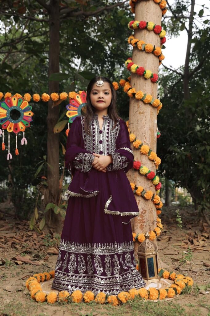 Rich Dark Chocolate color kids Anarkali Gown