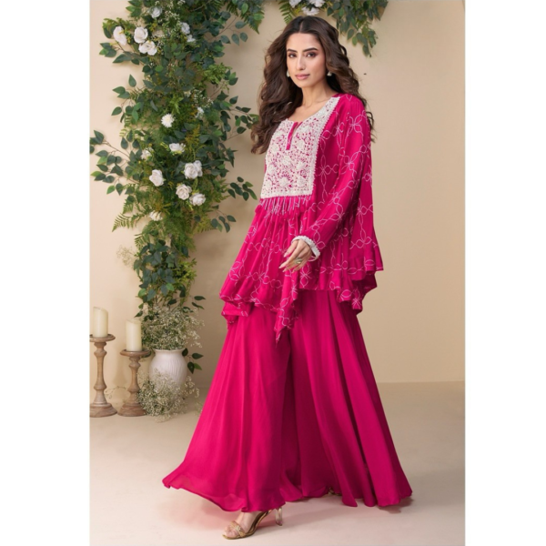 Pink Short kaftan open flared top and bottom
