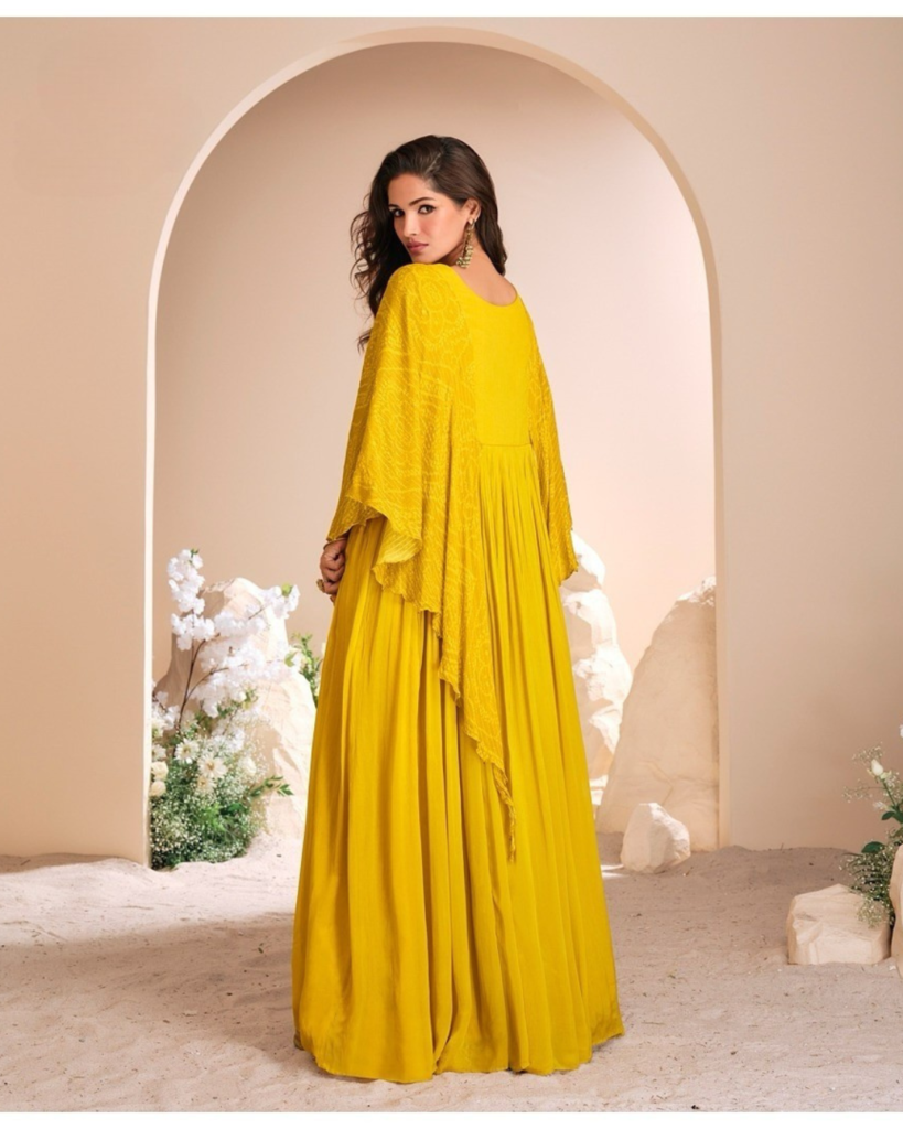 Yellow Full length Kaftan style gown
