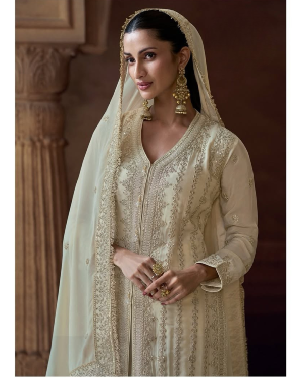 Off white Chinon Silk Palazzo Set