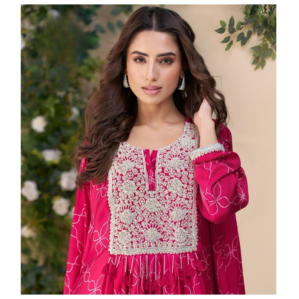 Pink Short kaftan open flared top and bottom