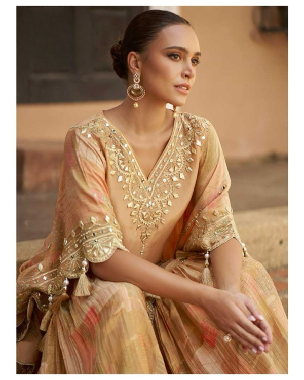 Wheatish Gotta patti work Kaftan Gharara set