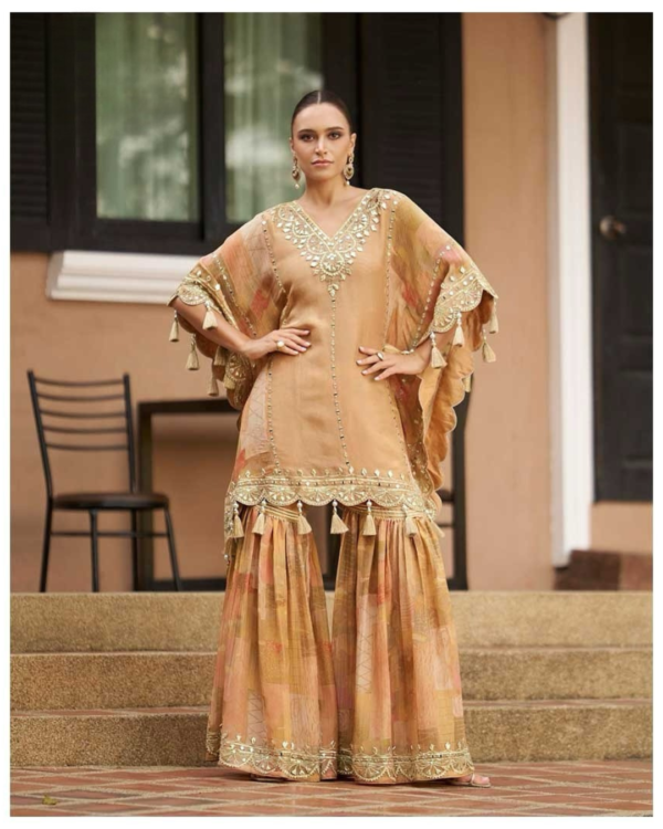 Wheatish Gotta patti work Kaftan Gharara set