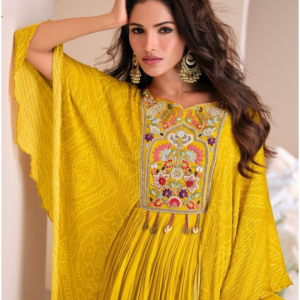 Yellow Full length Kaftan style gown