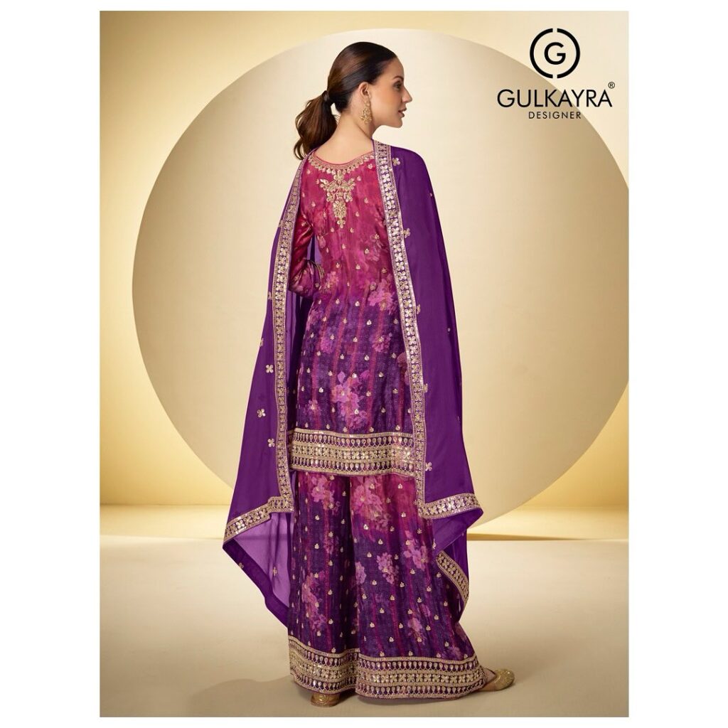 Purple pink Gota pati digital print Set