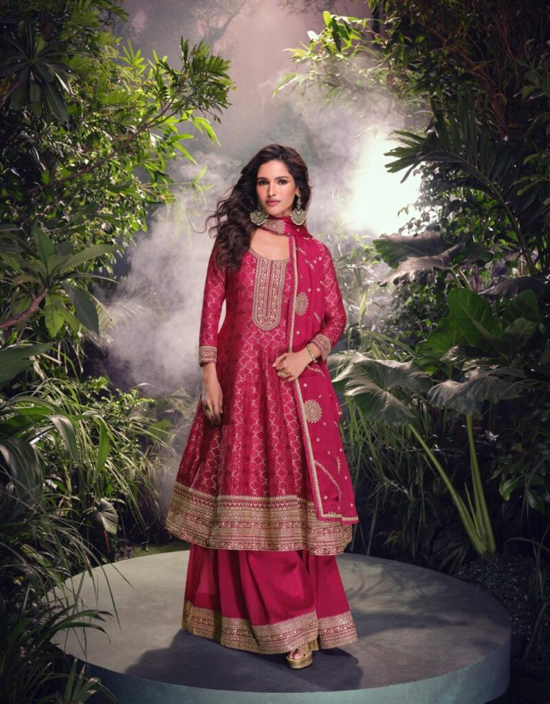 Anarkali style top in Pink Set