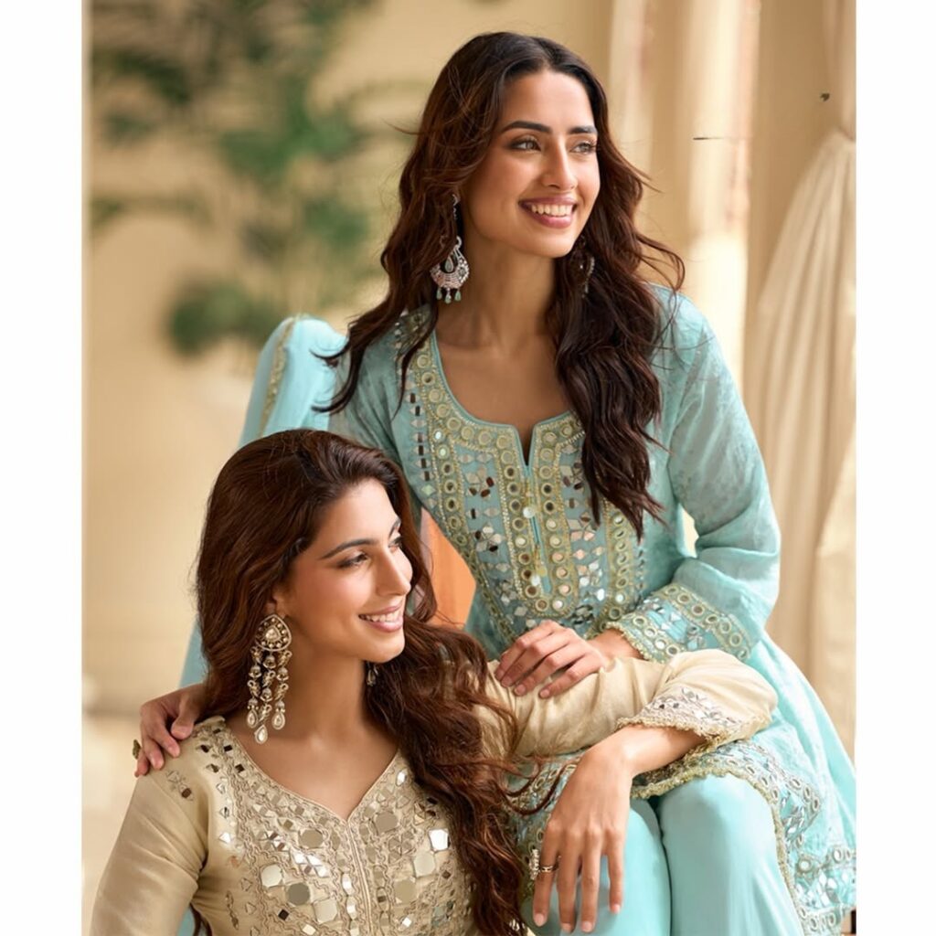Pastel Blue Mirror Suit set