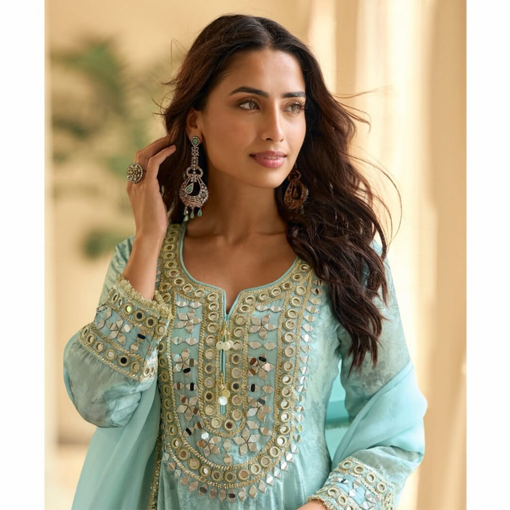 Pastel Blue Mirror Suit set