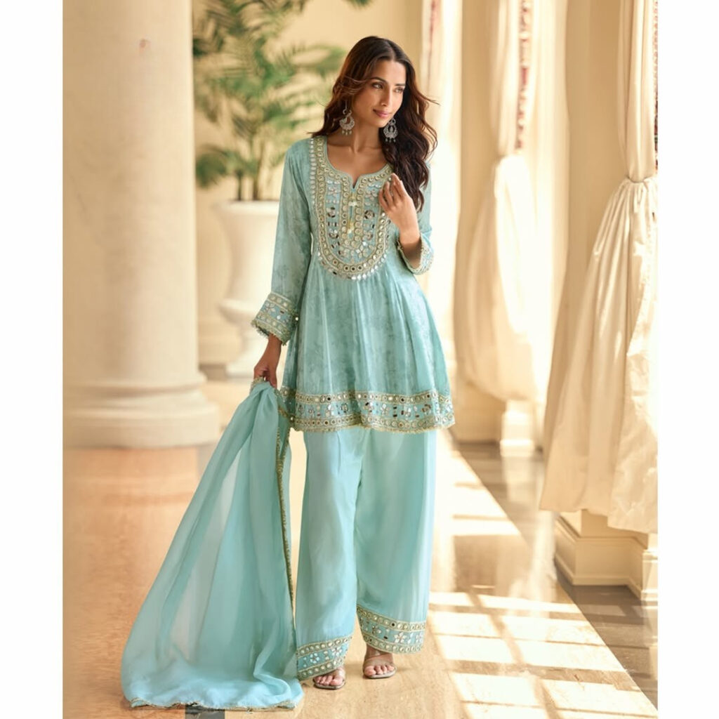Pastel Blue Mirror Suit set