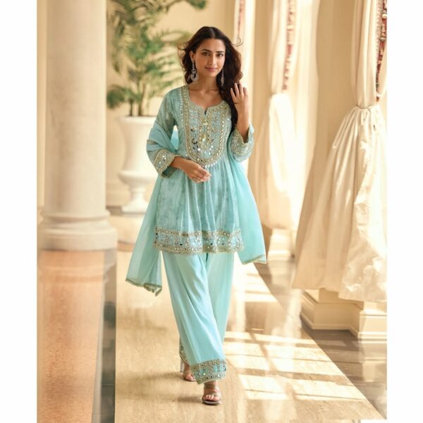 Pastel Blue Mirror Suit set