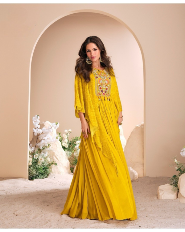 Yellow Full length Kaftan style gown