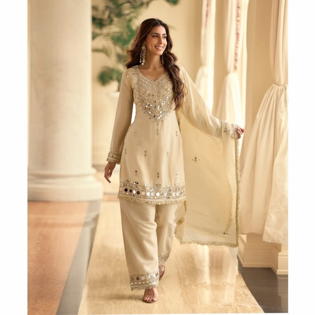 Off white Simar silk Mirror suit