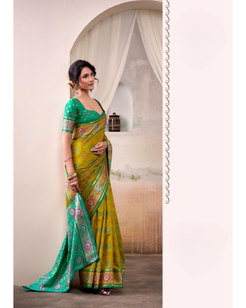 Mehendi Green Patola Silk Saree