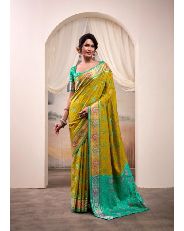 Mehendi Green Patola Silk Saree