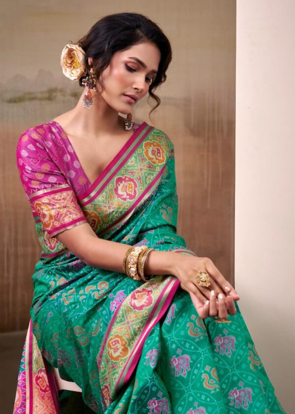 Jade Green Patola Silk Saree