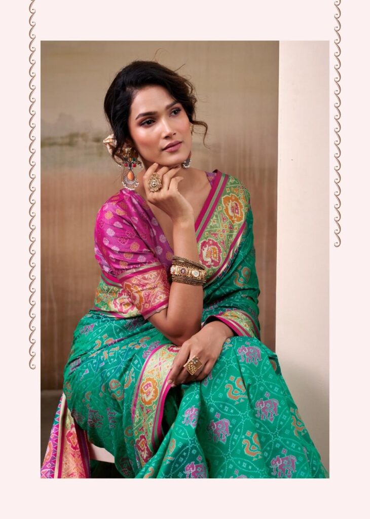 Jade Green Patola Silk Saree