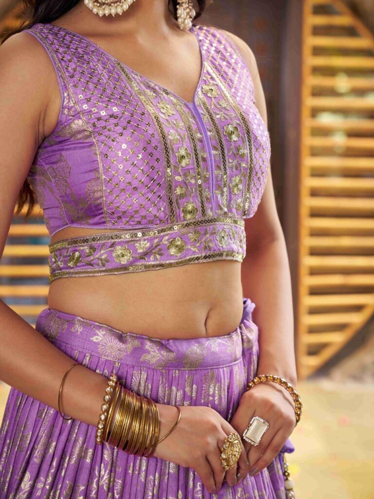 Dola Silk Jacquard Lehenga Set in Lavender – Where Grace Meets Enchantment