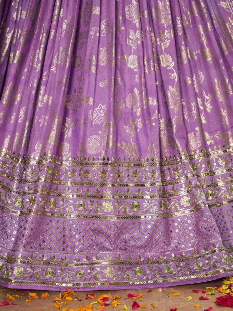 Dola Silk Jacquard Lehenga Set in Lavender – Where Grace Meets Enchantment