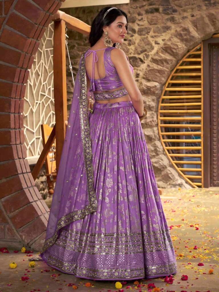 Dola Silk Jacquard Lehenga Set in Lavender – Where Grace Meets Enchantment