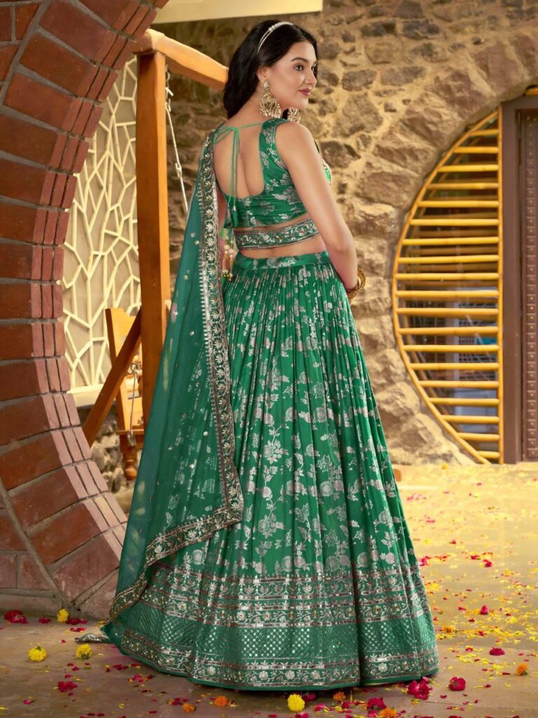 Dola Silk Jacquard Lehenga Set in Rama Green – A Celebration of Royal Elegance