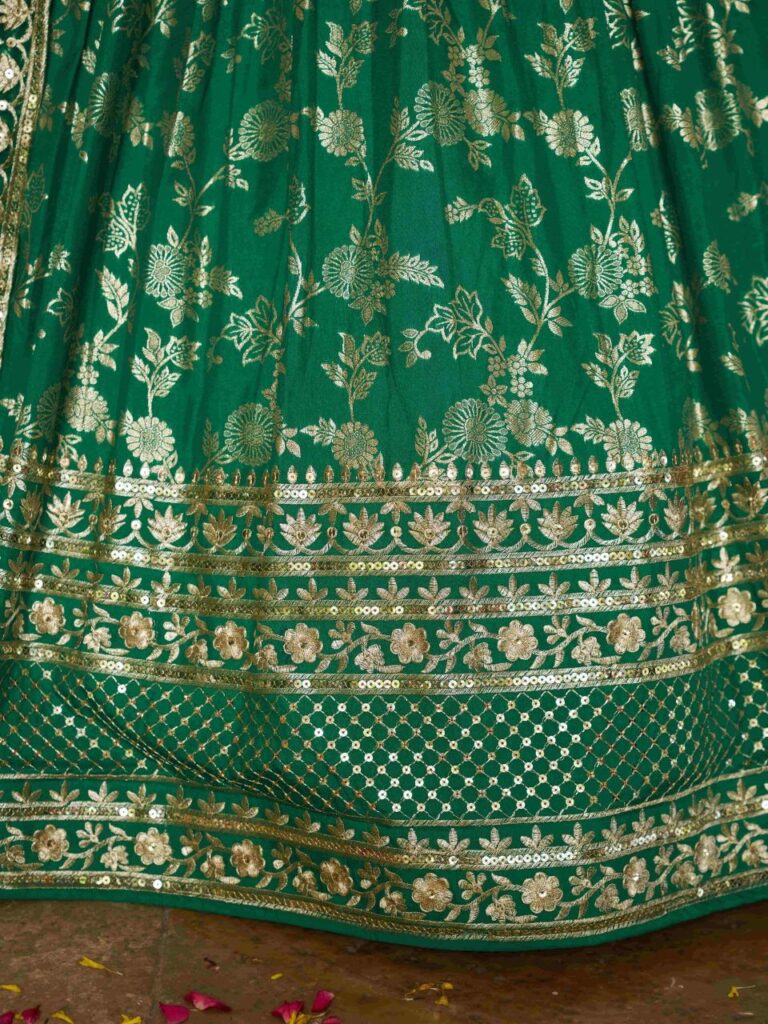 Dola Silk Jacquard Lehenga Set in Rama Green – A Celebration of Royal Elegance