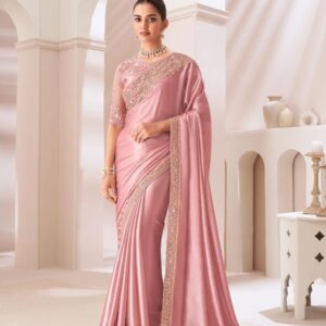 Peach Satin silk saree