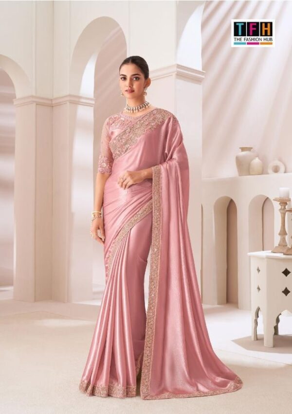 Peach Satin silk saree