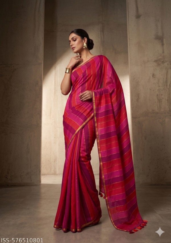 Pure Mul Cotton Sarees in Stripe