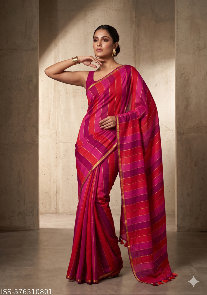 Pure Mul Cotton Sarees in Stripe