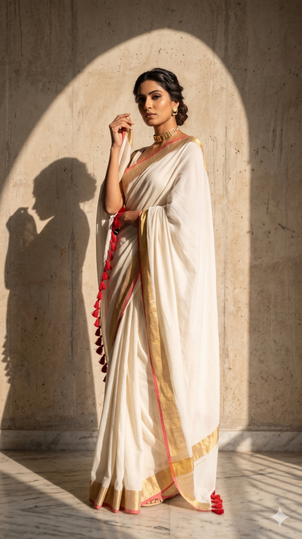 Pure Mul Cotton Sarees with Red in Border