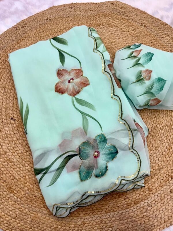 Pure Georgette Sarees in pastel green